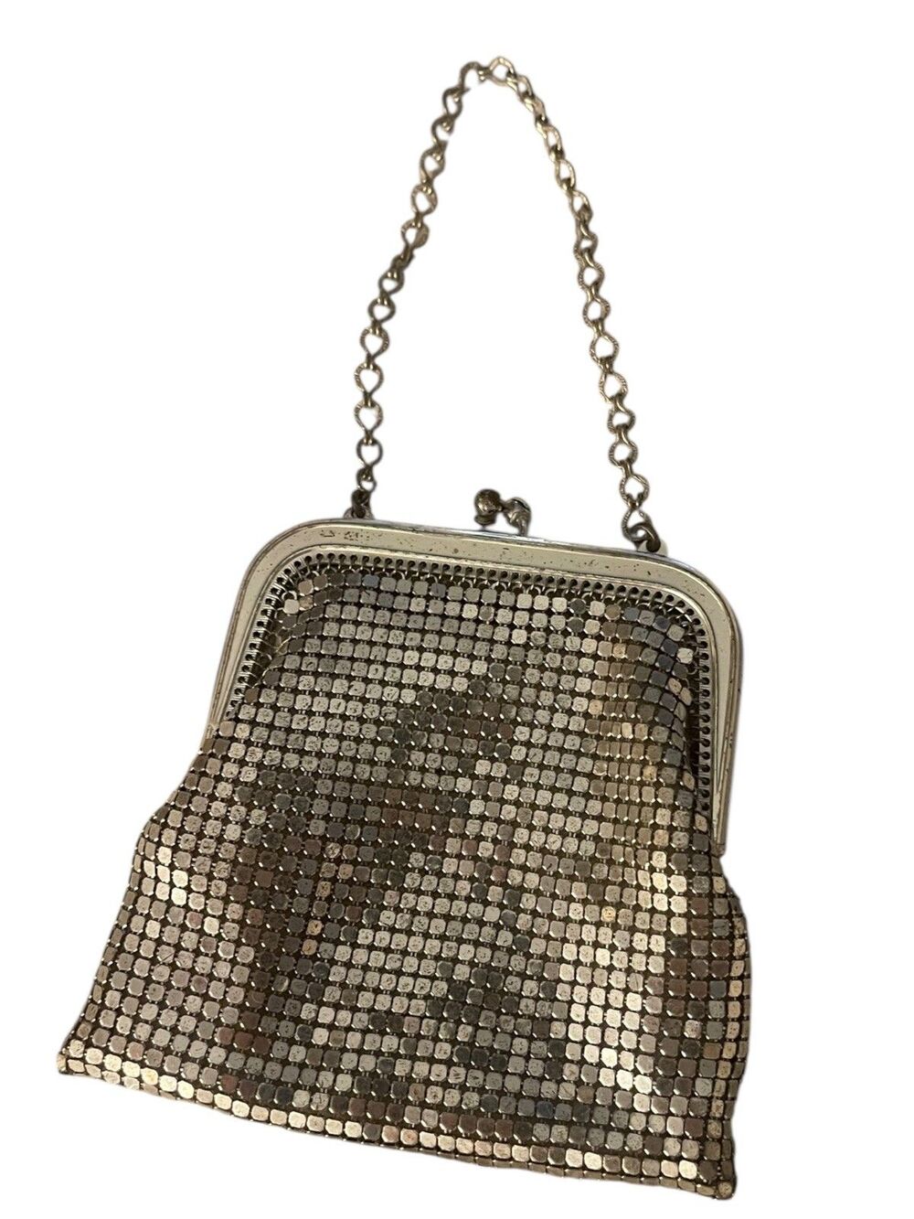 Vintage Whiting & Davis Mesh Silver Plated Purse Dainty Chain Detailed Edge